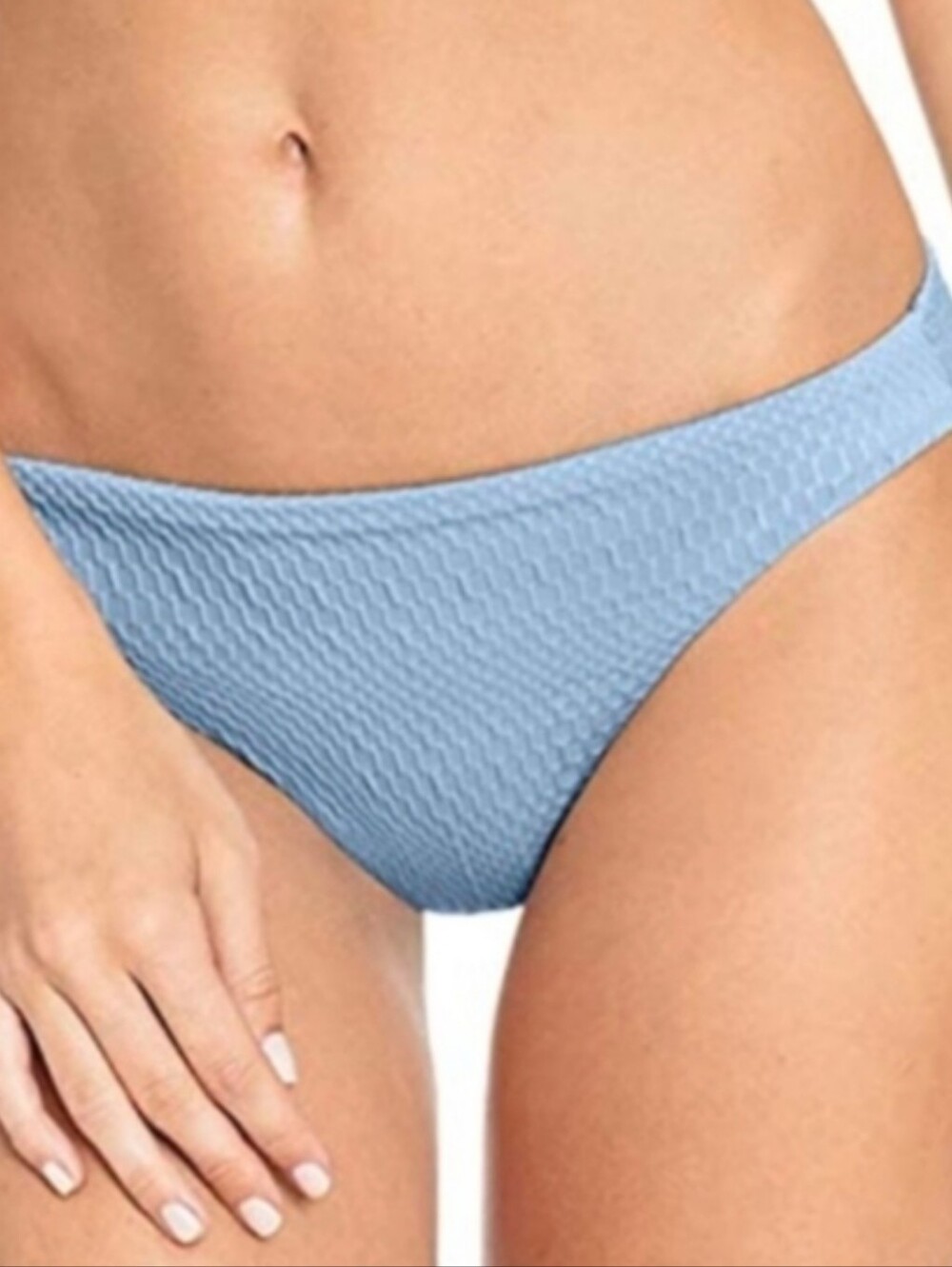 New Robin Piccone Perla Pacific Textured Solid blue bikini bottoms NWT sz XS